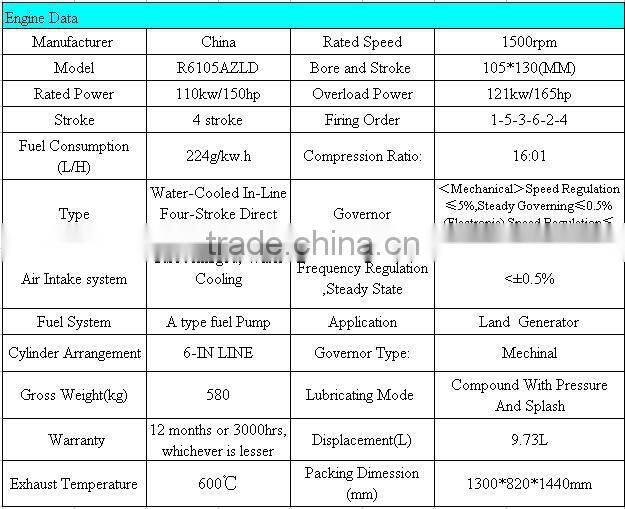 6-Cylinder Water Cooled Diesel Engine 150hp