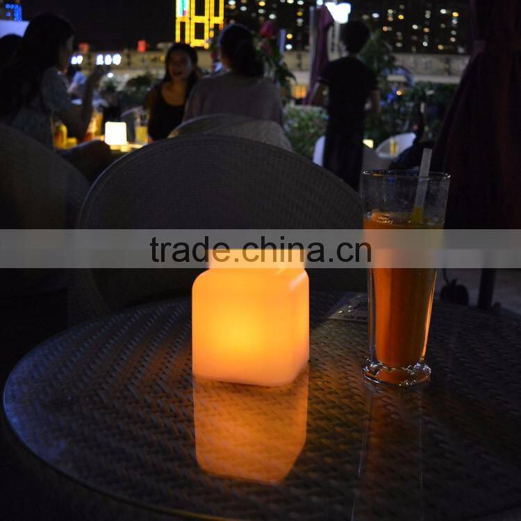 16 color changing PC LED cube square table lamp portable lighting for restaurant,home or bar decoration