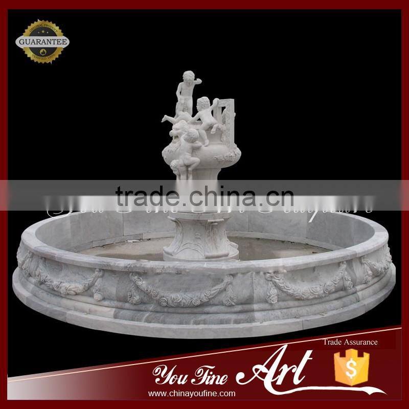 Nature White Marble Children Statue Water Fountain