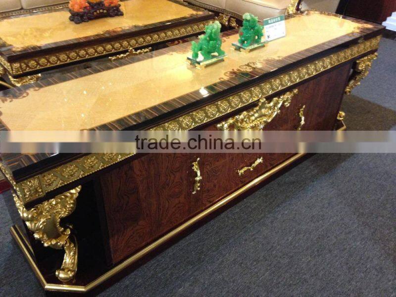 BISINI Baroque Collection Luxury Antique Working Desk and 4-Door Bookcase (BF01-02057)