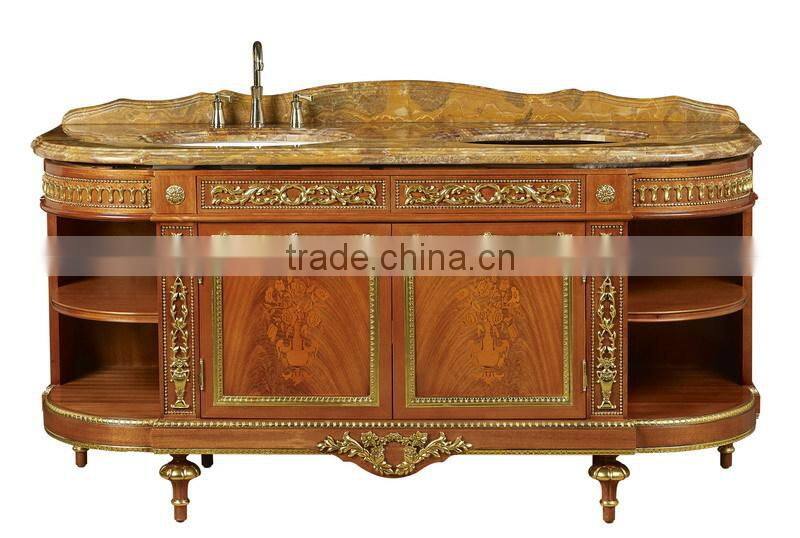 Elegant Bathroom Furniture Sanitary Ware, Hand Painting Vanity With Sink,Carved Wooden Bathroom Cabinet With Marble Top