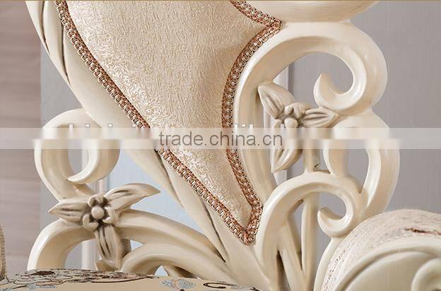 New design solid wood flower hand carving living room fabric leisure armchair