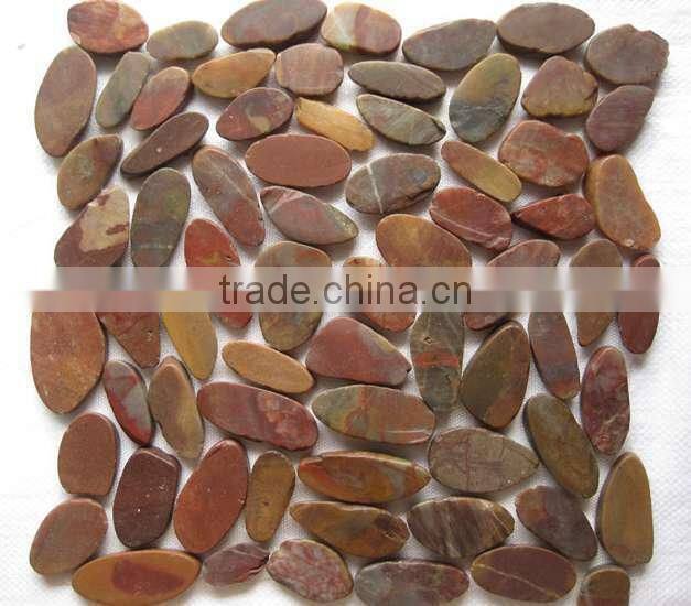 Pebble Stone Carpet Mosaic Tile Red Pebble Stone Flooring Shower Pebble Tiles