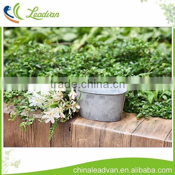 High quality popular special white outdoor decoration small metal planter oval iron flower pot for home