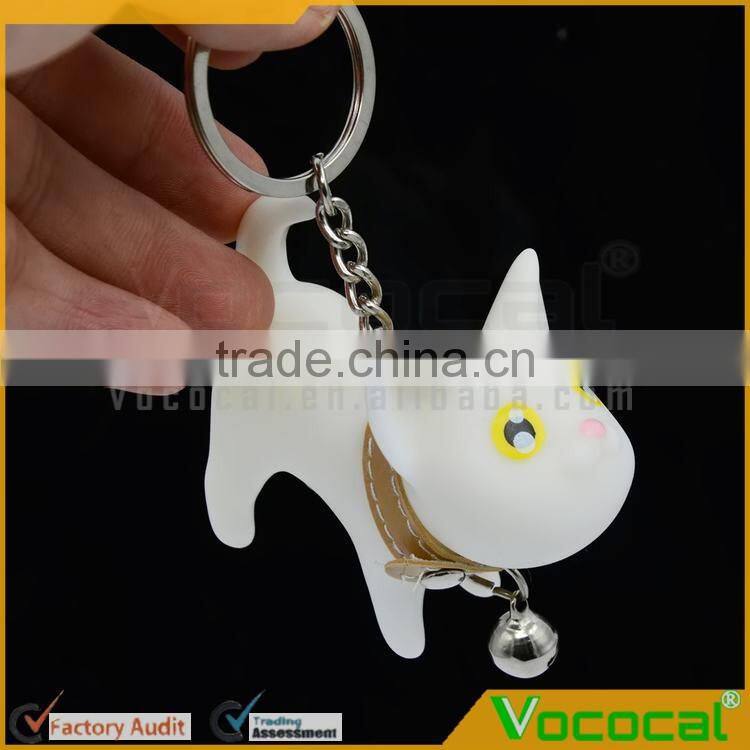 Vinyl Cat Doll Pendant Metal Stainless Steel Key Ring Keychain