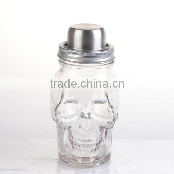 15oz skull shaker glass storage maosn jar
