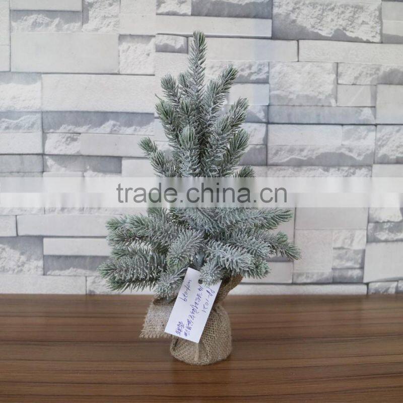 White flocked mini burlap pine tree