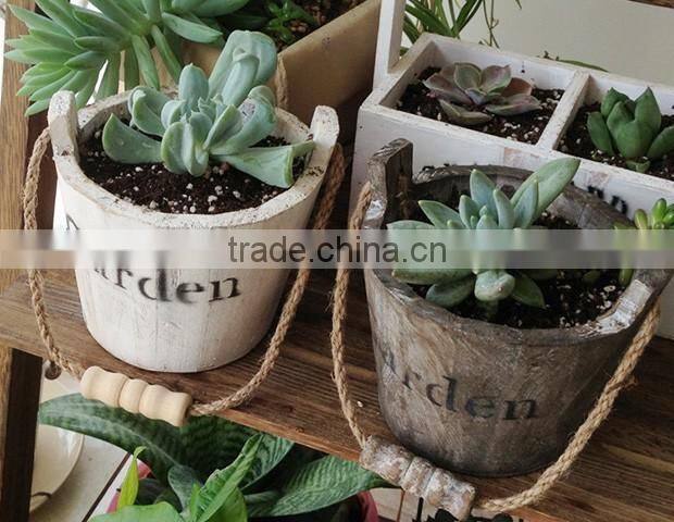 wooden hanging flower pot wooden bucket pot