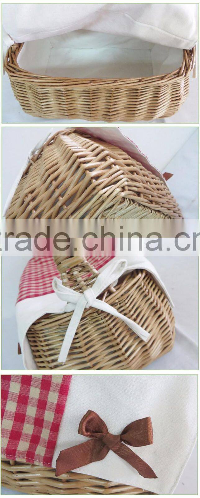 Simple and practical mini wicker hamper basket China wholesale price willow wicker picnic basket with handle