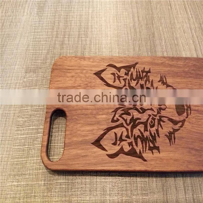 Classical Chinese 2017 newest design PC sticked with wood cartoon carving cell phone case for Iphone