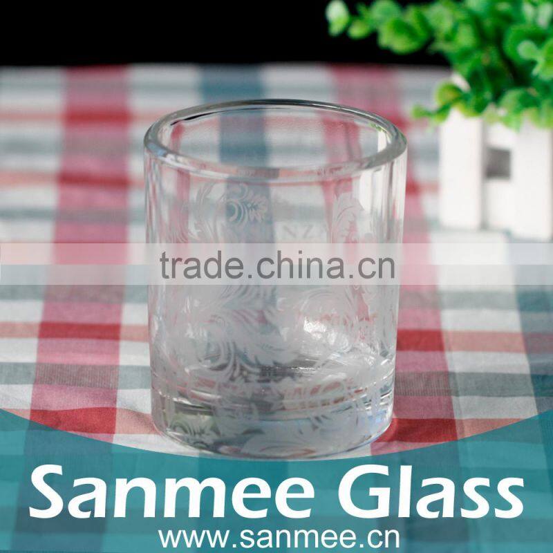 Round Gift Set Decal Flower Glass Scented Candle Holder