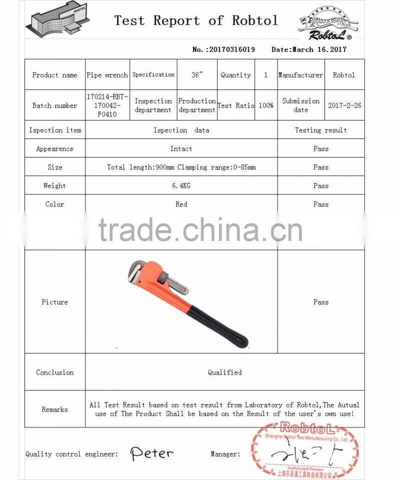 36 inch straight heavy duty american type style pipe wrench monkey adjustable plumbing spanner clamp
