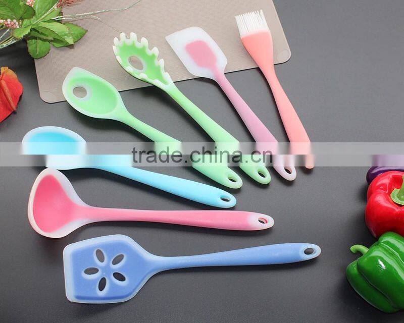 CK-3121 Food grade FDA & LFGB 6pcs gadget silicone kitchen cooking tools set eco silicone kitchen utensil set with PP handle