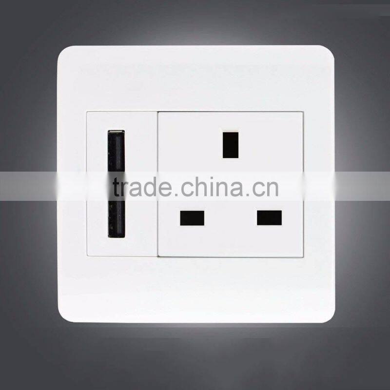 UK Plug Home Wall Sockets with Double USB 2.1A Socket Wall Charge Household Wall Outlet Hotel Dedicated Outlet Socket