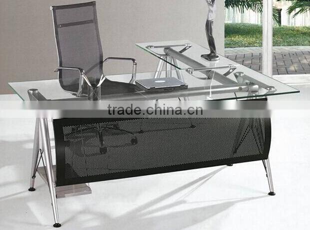glass computer desk,modern glass office desk,stainless steel glass desk