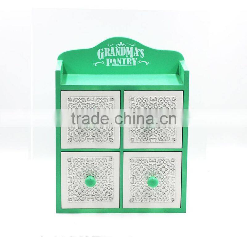 4 Drawer desk organizer small cabinet wood decorative home storage box