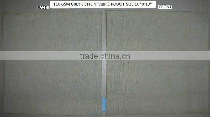 110 Gsm grey natural cotton fabric flap pouch