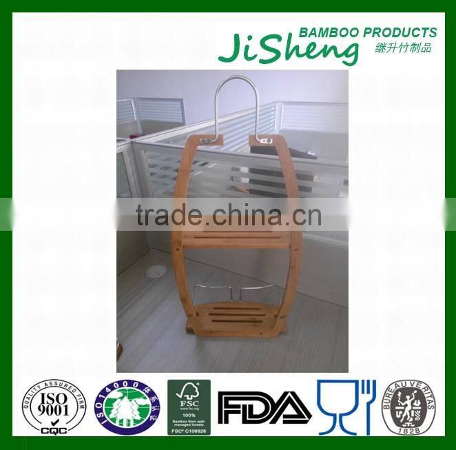 TOP Quality Bamboo Bathroom Shower Tub Hanging Caddy with LFGB & FDA