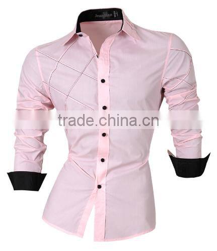 2016 New Fashion Men Long Sleeve Casual Slim Cotton Dress Shirts