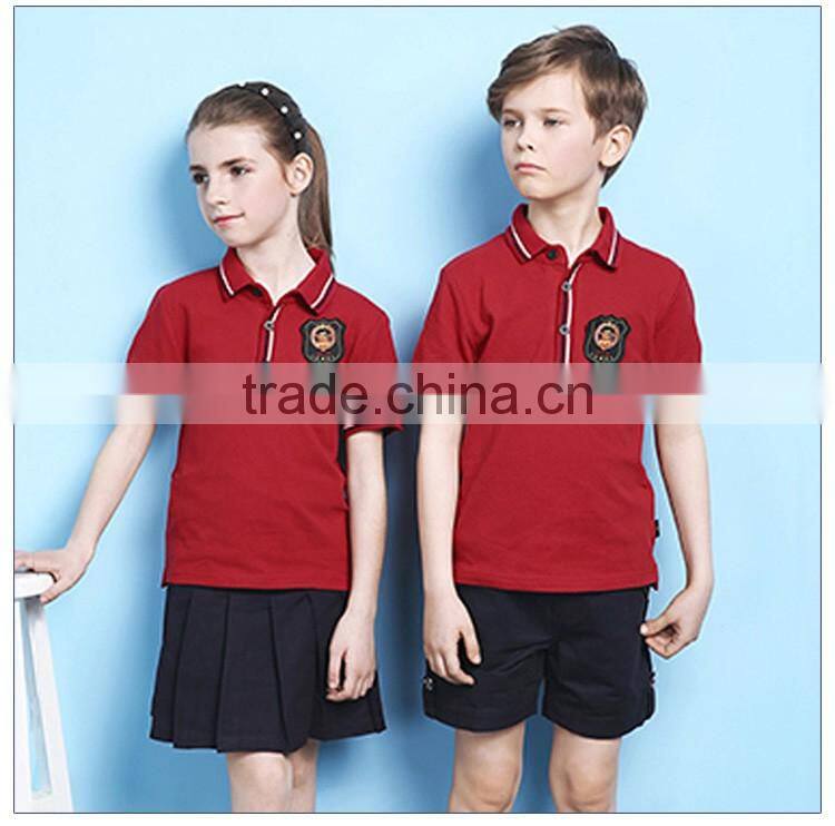Custom Unisex Summer Red Color Polo School Uniform Shirt