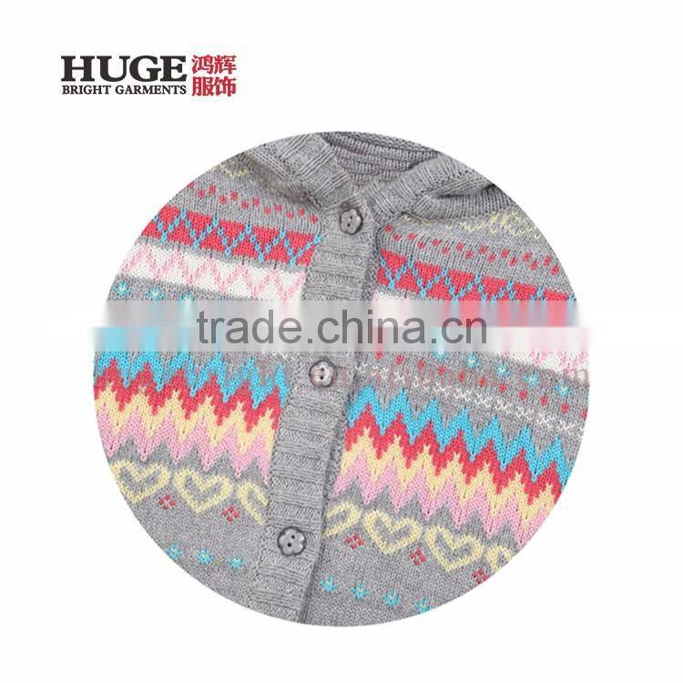 Hooded Long Sleeve 100% Cotton Knitting Girls Sweaters Collection