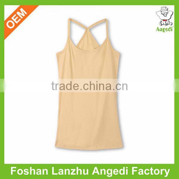 ladies plain blank slim fit tight spaghetti strap top custom gym stringer Cross-Back Tank Top tank top