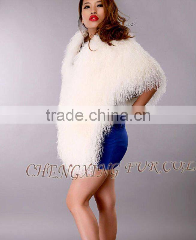 CX-B-91B Genuine Mongolian Sheep Fur Wholesale Shawl