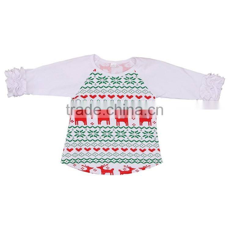 Wholesale children wear Icing Ruffle Raglan Shirt Baseball Shirt Long sleeve children's boutique clothing