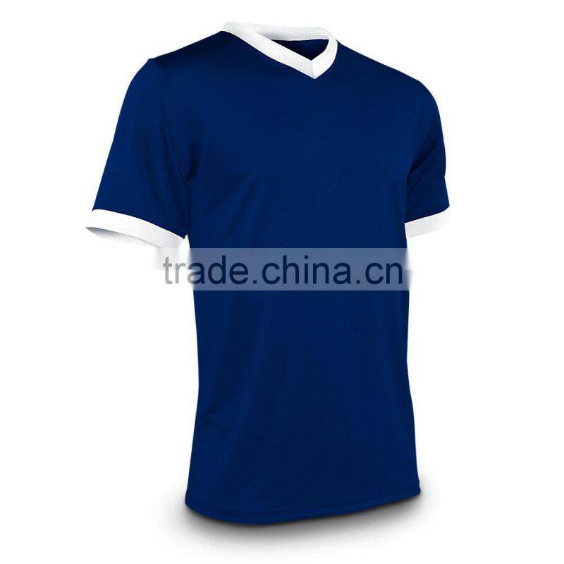 2014 wholesale new custom mens polyester soccer jersey contrast colors v neck plain design soccer uniforms football jerseys