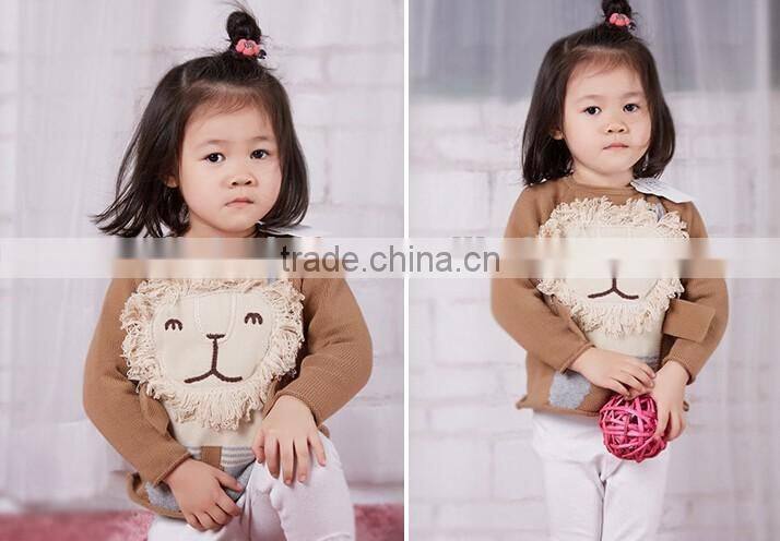 2016 Hot Sell Handmade 3D Lions Children Knitted Sweater