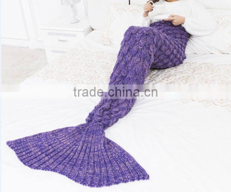wholesale winter thick fish scale mermaid knitted throw blanket