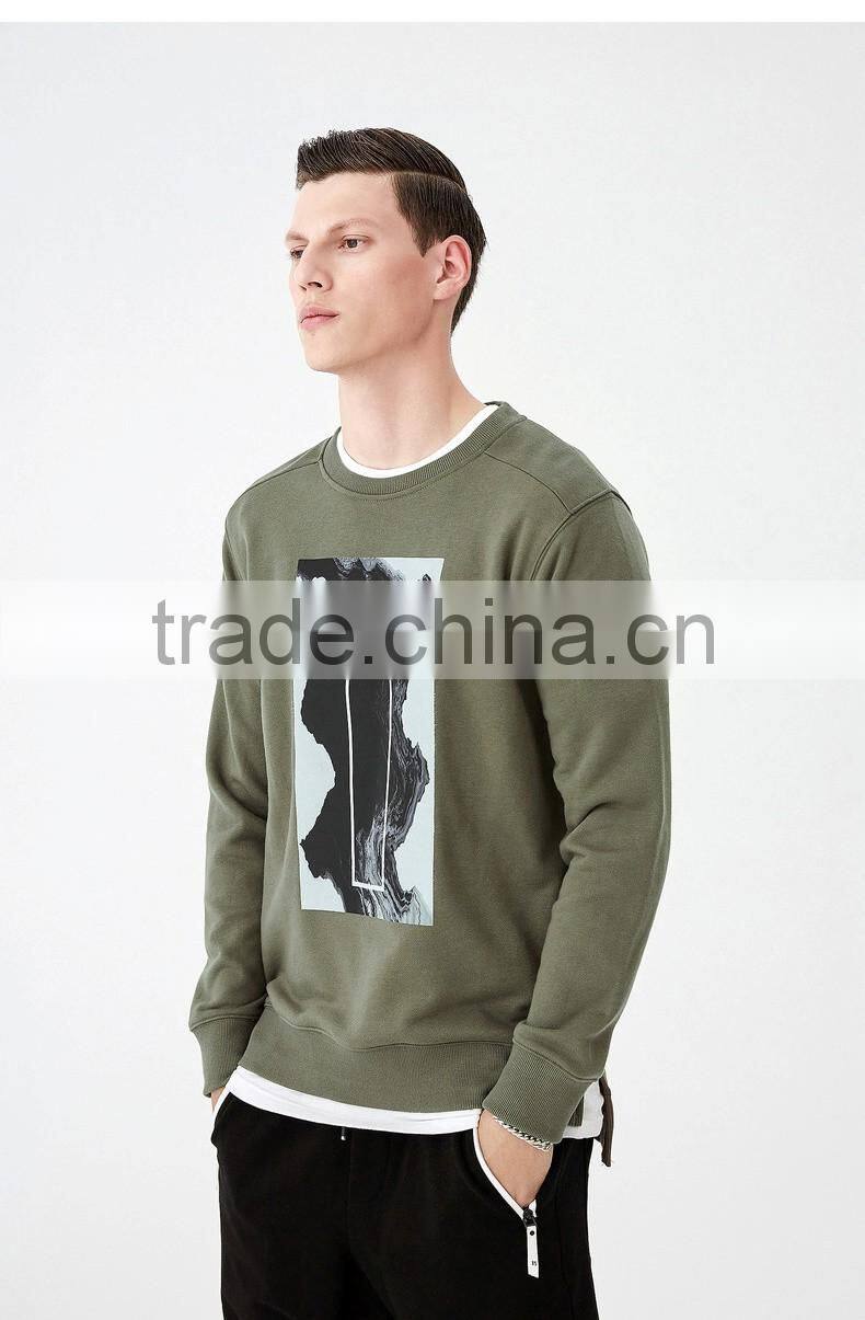 Printing High Quality Custom 100 cotton sweatshirts wholesale Crew Neck french terry sweatshirt