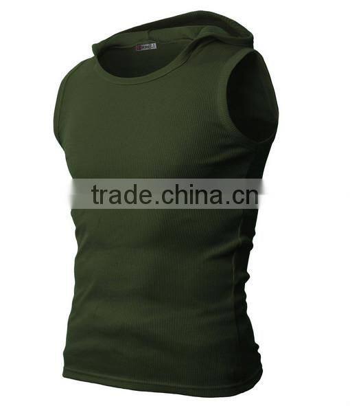 OEM new design cotton plain mens gilet with hood