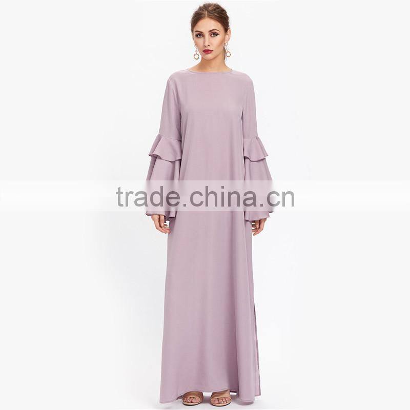 Layered Flare Sleeve Kaftan Dress High Quality Long Dresses Women Lady