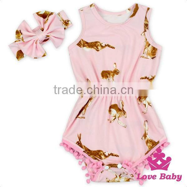 2LLY-090 Easter Days Printed Rabbit With Cute Hat Pictures Of Girls Wearing Jumpsuit