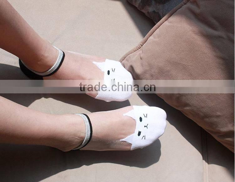 HOT women socks cute candy thin invisible cotton socks high/boat Casual Sports socks solid color cat cartoon women girl socks
