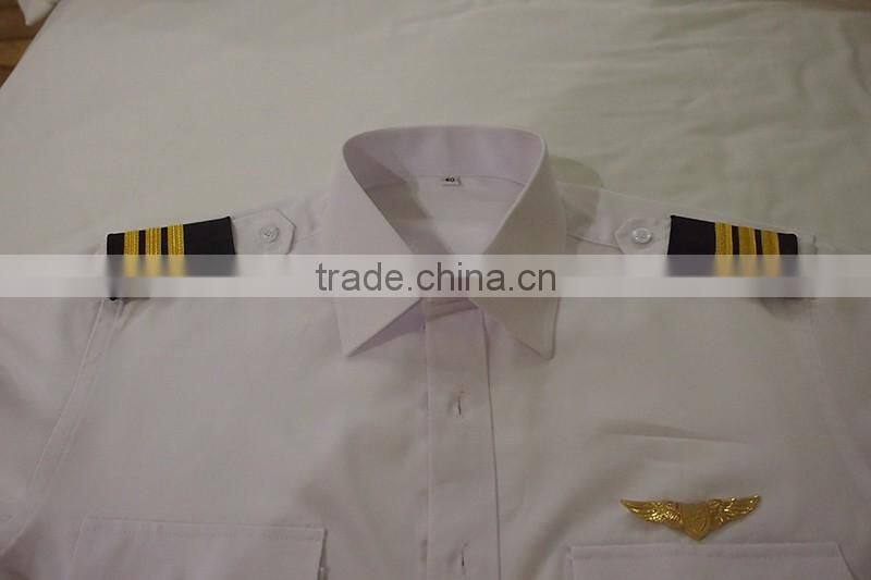 Juqian Good quality Tailor made fitted blouse dress shirt white airline pilot uniform pilot uniform shirt