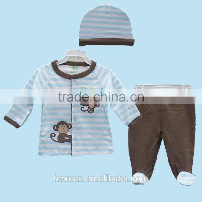 100% cotton Wholesale High Quality Spring Autumn 3PCS/Set Newborn Infant Baby Boy Girl Suits