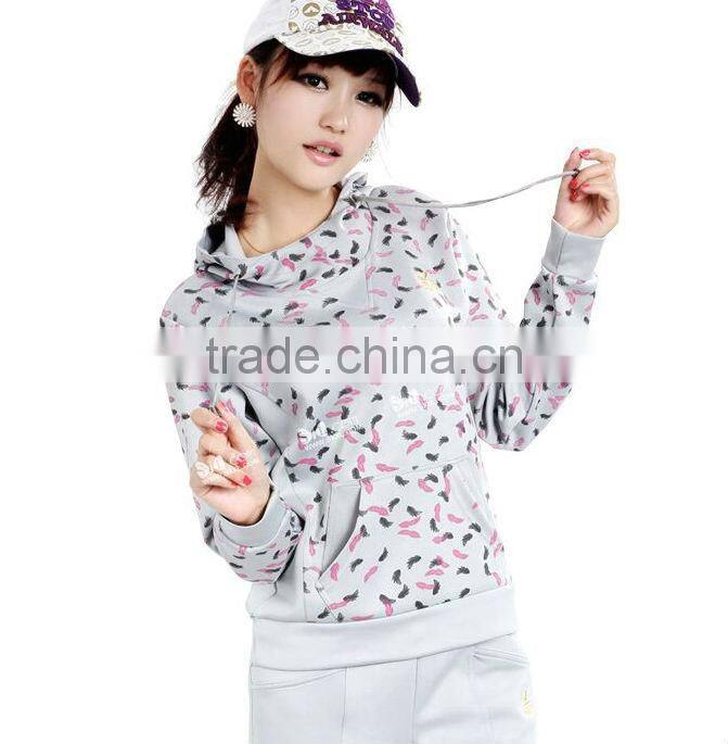Leopard sport ladies long sleeve with hood t-shirt