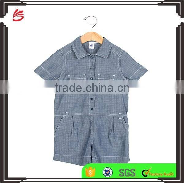 2017 Children custom baby clothes button up romper cotton jumpsuit infant toddler kids clothing