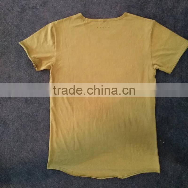 Khaki Customized Design Raw Hem Gym T Shirts for Men