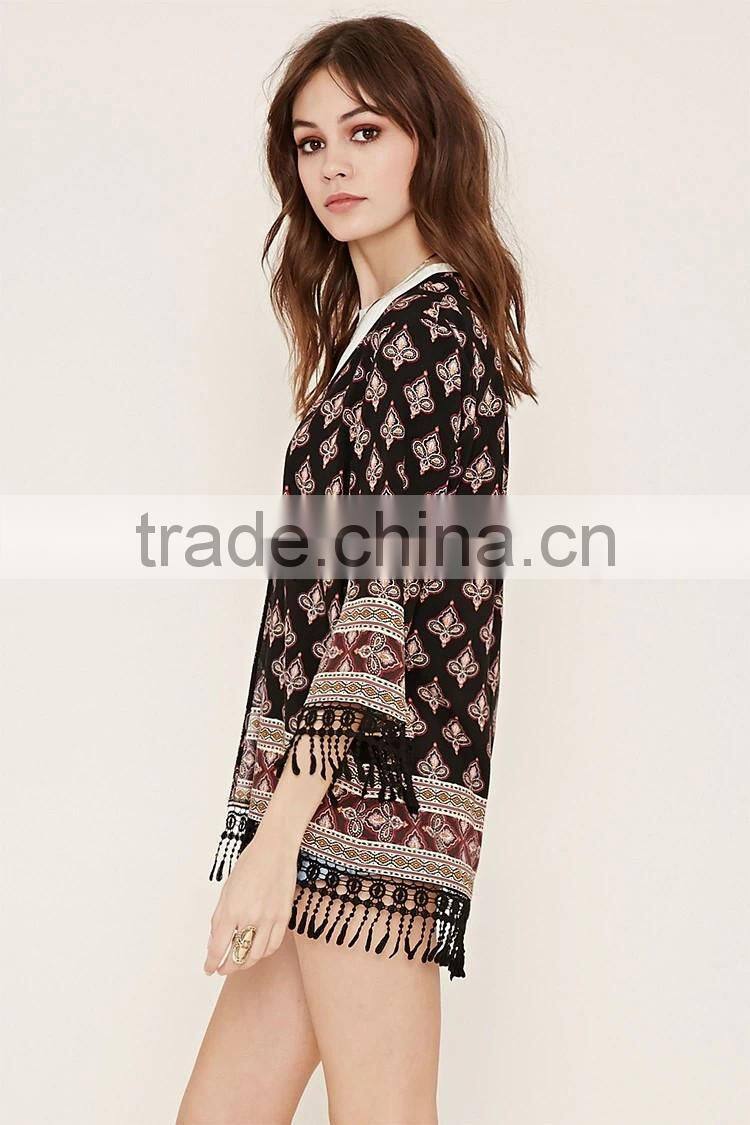 2016 shandao new arrival printed cotton summer fashion long sleeve italian blouse
