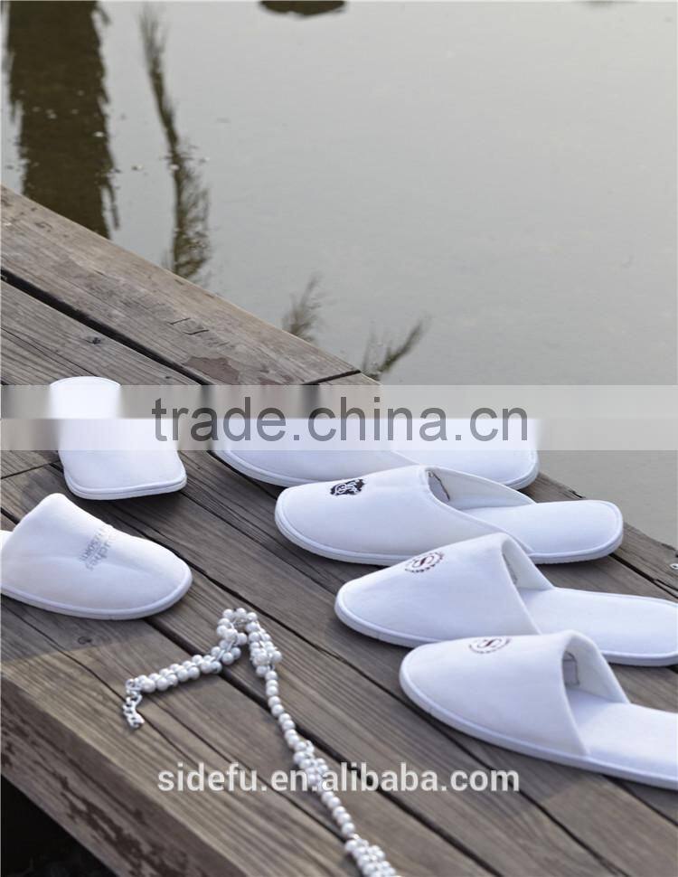 Top Quality Cotton Velvet Personalized Hotel Slippers With Logo