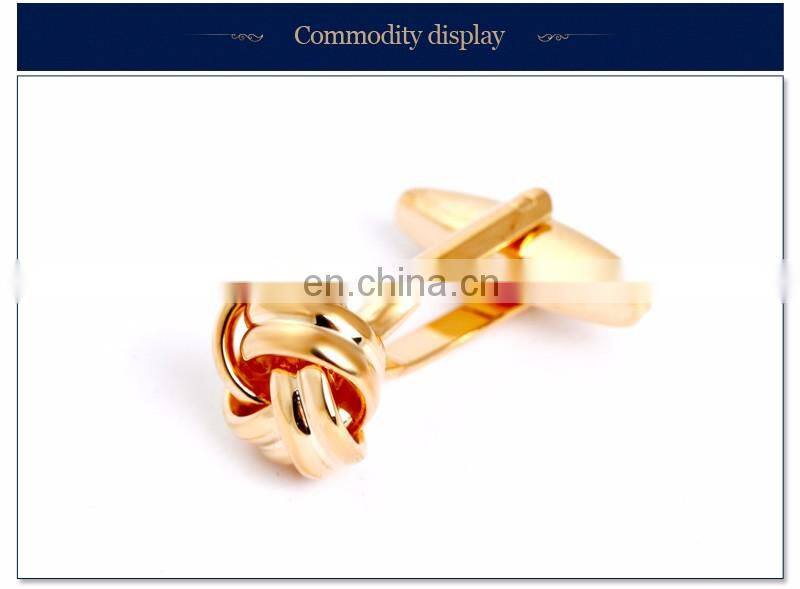 fashion jewelry 18k gold plated cufflinks high end metal knot cufflinks