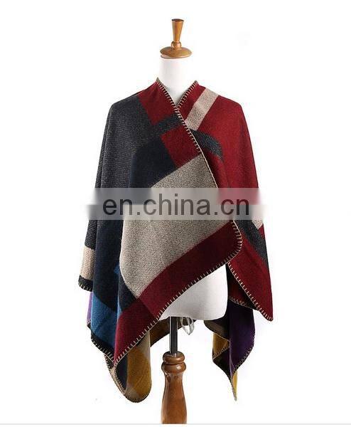 New Arrival Plaid Blanket Shawl Scarf Embroider OEM Acceptable