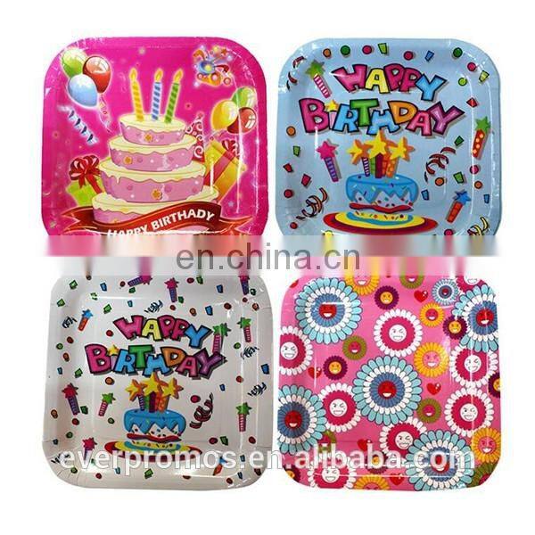 Hot Sale Recycled Disposable Round Square Paper Plate/Red Polka Dot Plates Small