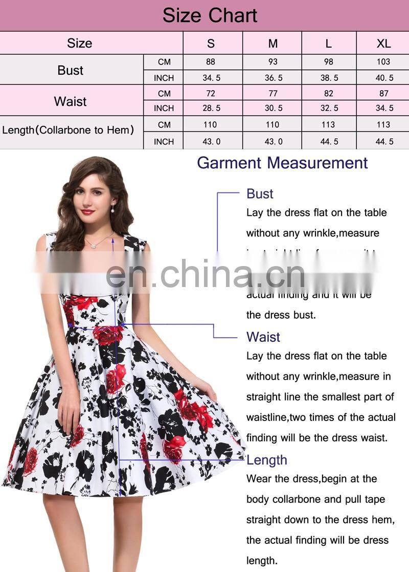 Belle Poque Stock Cap Sleeve V-Neck 17 Patterns Cotton Vintage Retro 50s Dress BP000001-4