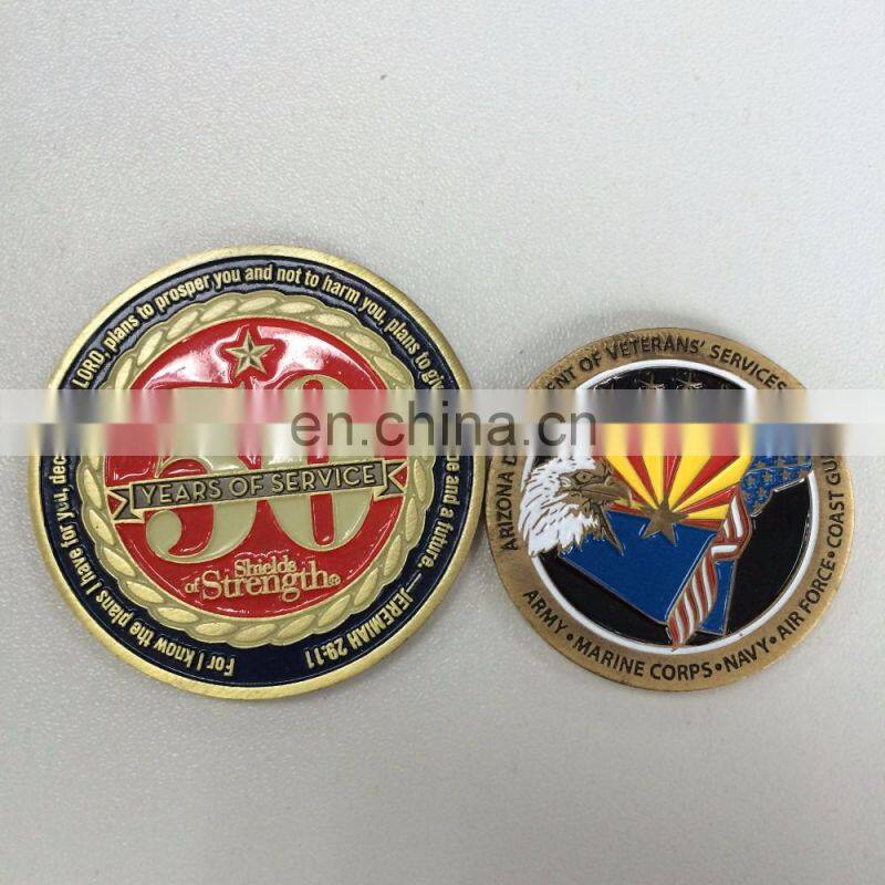 custom challenge coin and gold coin embossed with figures and animal or letter as souvenir coin