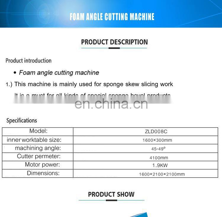 1 year Warranty sponge foam angle cutting machine