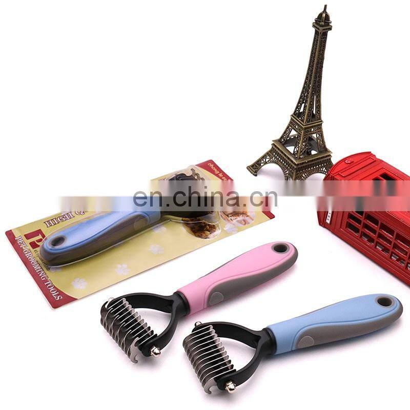 Pet Grooming Tool 2 Sided Undercoat RakeTangles Hair Remove Dog Knot Brush